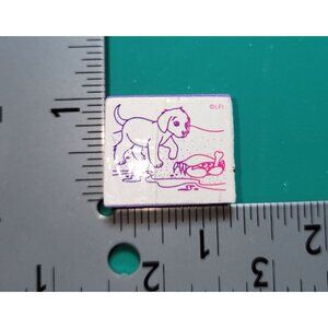 Vintage Lisa Franks Foam Mounted Rubber Stamp Puppy Dog with Crab on Beach Scene